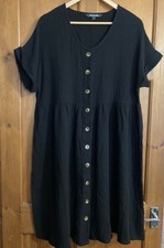 Bon Marche Black button through cotton summer dress - size 12