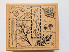 PSX Rubber Stamp K-1299 Botanical Leaf Collage Wooden astamp