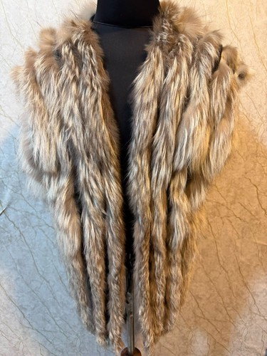 Vintage genuine silver fox fur - silver,