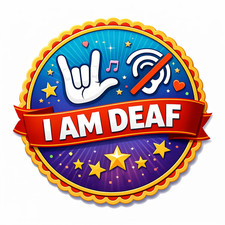 Deaf badge pin button - am, or
