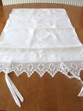 Vintage White Linen Pillow Case with Hand Crochet Edgeing.