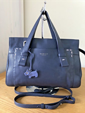 Radley Navy Leather Multi Way  Bag & Dog Tag Charm.