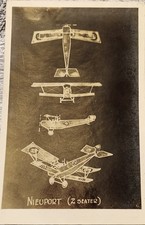 Vintage WWI Aviation Postcard – Nieuport 2 Seater Biplane Aircraft Diagram