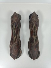 Pair of Vintage Khartal Musicial Instruments Fish Shape Wooden Hand Cymbals