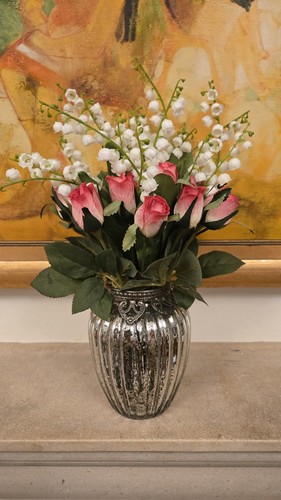 Artificial pink rose and lilly - artificial,