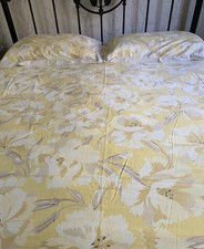 Marks And Spencer Cotton King Size Duvet Set Yellow floral stripe VGC