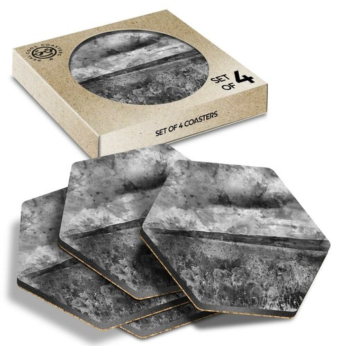 Hexagon coasters bw - bw,