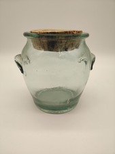 VTG 6 Green Glass Jar W/