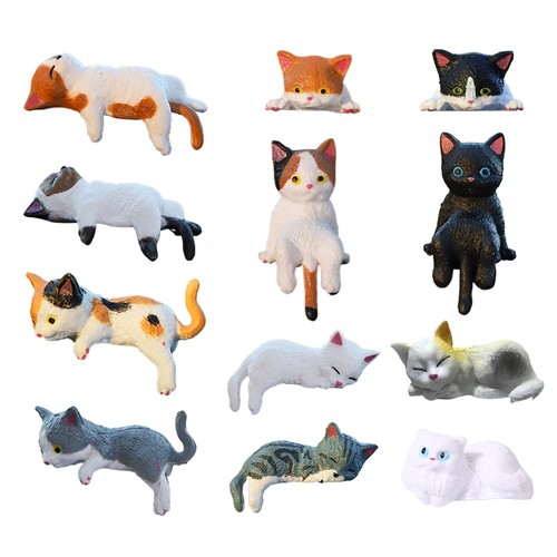 12pcs realistic miniature - miniature, cat