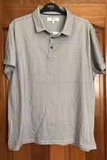 Jasper Conran Grey/White Striped Polo Shirt - Large (Chest 42”)