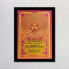 Framed Jimi Hendrix Experience Fillmore Concert Poster Reproduction Psychedelic