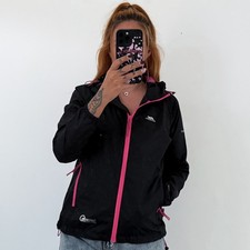 Ladies Trespass Black Waterproof Lightweight Packaway Hooded Jacket Coat Size 10