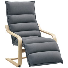 HOMCOM Birch Wood Lounge Chair for Living Room, Bedroom, Drak Grey