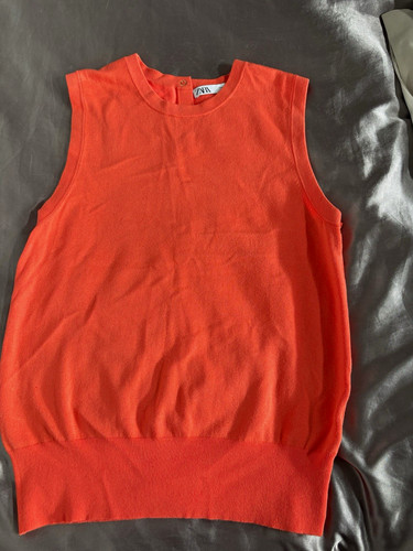 Zara orange sleeveless knit - zara,