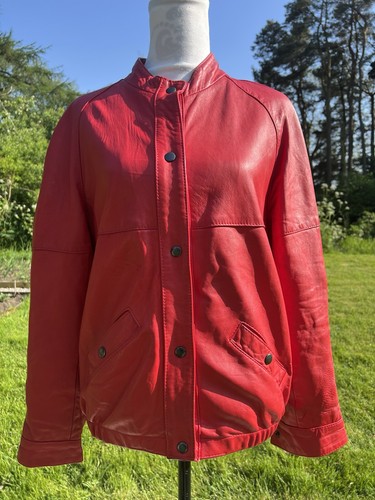 Faux leather red bomber jacket - faux,