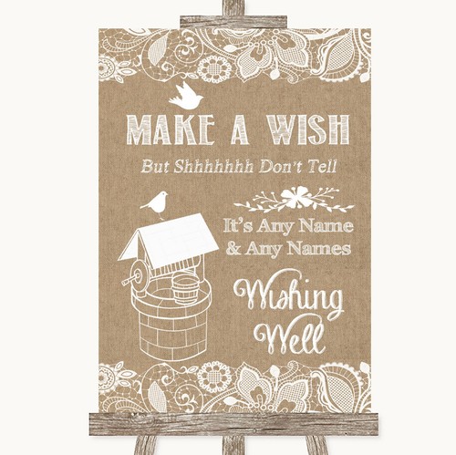 Burlap lace wishing well - lace,