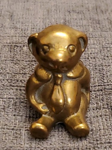 Vintage brass teddy bear - brass,
