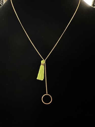Gold tone green tassel - gold-tone,