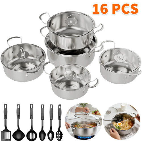 16pcs stainless steel cookware - stainless,