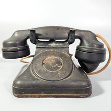 Antique Telephone Black Bakelite Desk Phone No Dial For Parts Repair Untested