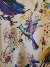 Multi Coloured Heavy Eyelet Humming Birds Curtains W104 X L81 Inches