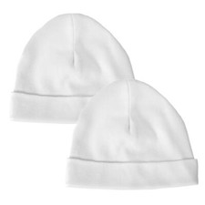 Newborn Baby Beanie Hats 2 Pack Blue Pink White Cream Boy/Girl, 100% Pure Cotton