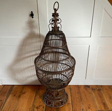 Antique Wooden Decorative Oriental Bird Cage Wood House Japan Bamboo Birdcage