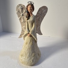 Pondering Angel Figurine W/ Metal Wings by Jeff Goodsell, Handmade in China