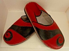 HAND CRAFTED * MOROCCAN LEATHER FUNKY BABOUCHE  All Sizes RED & BLACK