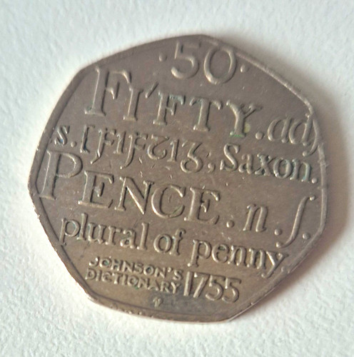 British 50p coin - british,