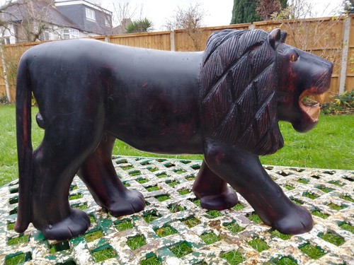 Huge vintage lion carved - lion,