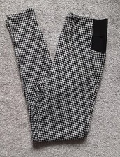 BRAND NEW F&F LADIES BLACK/WHITE DOGTOOTH CHECK STRETCH LEGGINGS SIZE 8-10