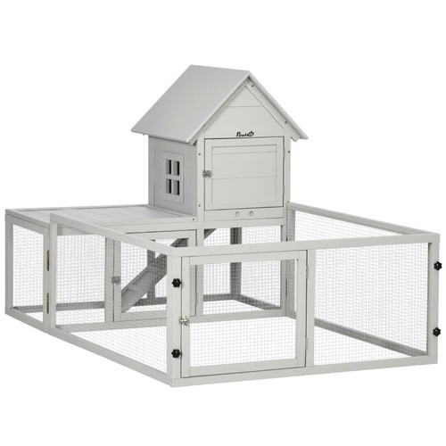 Pawhut 5ft rabbit hutch - 5ft, with
