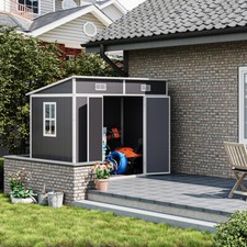 Outdoor Garden Storage Shed 4x8' 5x4FT Pent Plastic Utility Tool House Log Sheds