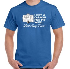 Caravan T-Shirt Caravanning For My Wife Mens Funny Camping Toeing Holiday Awning