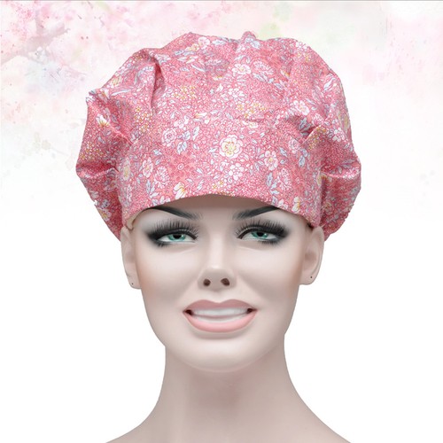 Reusable pink flower nurse - nurse, cap