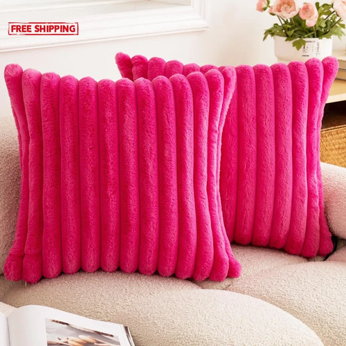Faux rabbit fur cushion - rabbit,