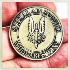 SAS Who Dares Wins Coin  Special Air Service Military Medallion Bronze in Case