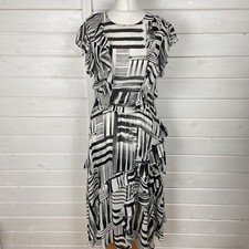 STUDIO BY PREEN Dress Size UK 10 Black White Midi Chiffon Ruffle Evening Party