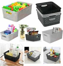 Plastic Handy Baskets Rattan Style Organizer Studio Storage Basket With Handle 