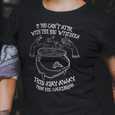 Big Witches Cauldron Black T-Shirt Top Tee - Witch Wicca Goth Magic Spell Potion