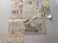 5 drawings of Germans hand drawn by a 13 year old boy during World War II