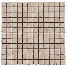 Tumbled Light Travertine Stone Mosaic / Border Tiles 23x23 mm (1" x 1") Grade A