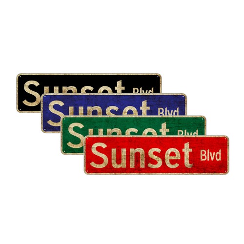 Sunset blvd vintage - blvd, sign|