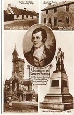 (20) Postcard A Memento of Robert Burns Homes Monuments Scotland Unposted