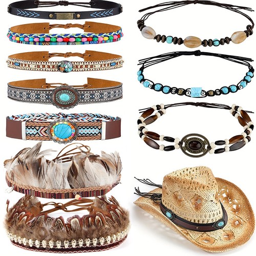 Boho beaded braid hat band - boho,
