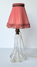 ANTIQUE VINTAGE MID CENTURY FRENCH BOUDOIR SHABBY CHIC GLASS TABLE LAMP & SHADE