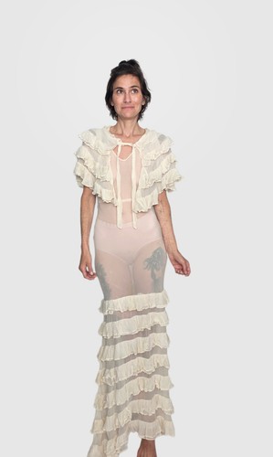 1930s sheer silk chiffon dress - 1930s,