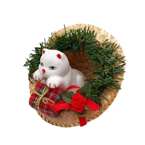 Vintage white cat wicker - white, in