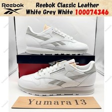 Reebok Classic Leather White Grey White 100074346 Men's Size